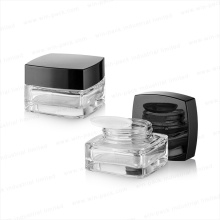 Square Transparent Cream Jar Skin Care Square Black Cap Glass Cream Jar 15g 30g 50g